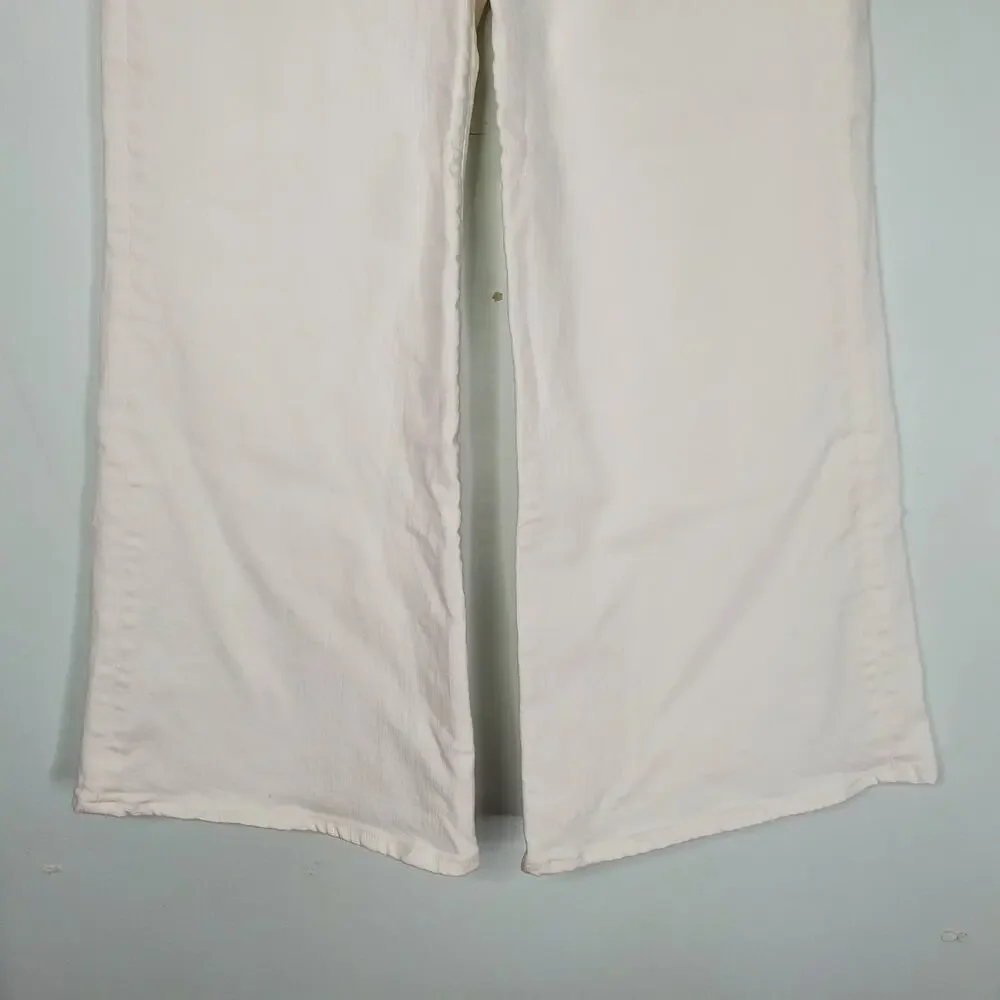 Mother The Roller Fray Wide Leg Flared Jeans Fairest Of Them All White Size 31
